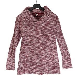 Merona Women’s Marled Burgundy Cowl Neck Long Sleeve Pullover Sweater S